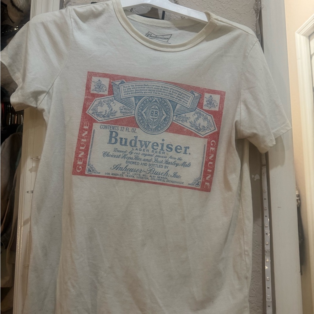 Budweiser Cream and Red Short Sleeve Tee
